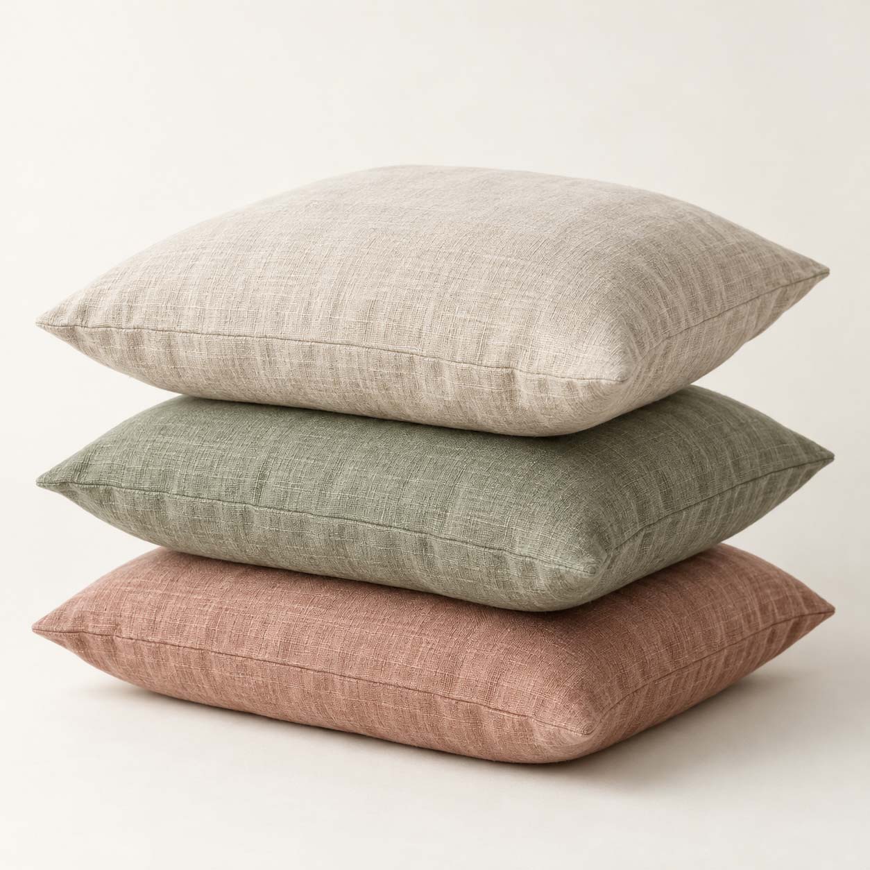 Linnekuddar, set - produktkort från din Shopify-butik Tre linnekuddar i beige, salvia och terrakotta